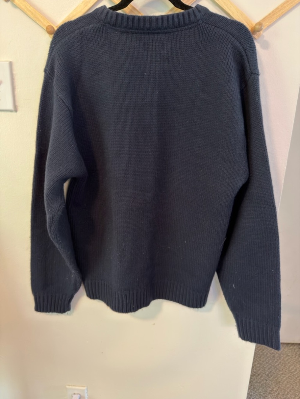 U.S. Polo Assn. American Flag Wool Blend Sweater Medium Navy Blue Vintage - Picture 3 of 4